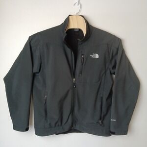 North Face Mens Fleece Lined Full Zip Softshell Black Jacket TNF APEX L - FLAWS